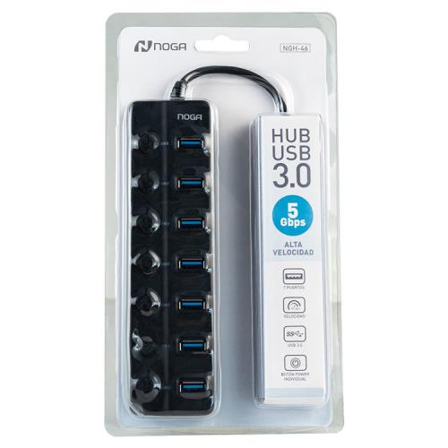 NOGA NET HUB USB 3.0 ALTA VELOCIDAD - 7 PUERTOS C/ENCENDIDO - NGH-46 - NOGANET