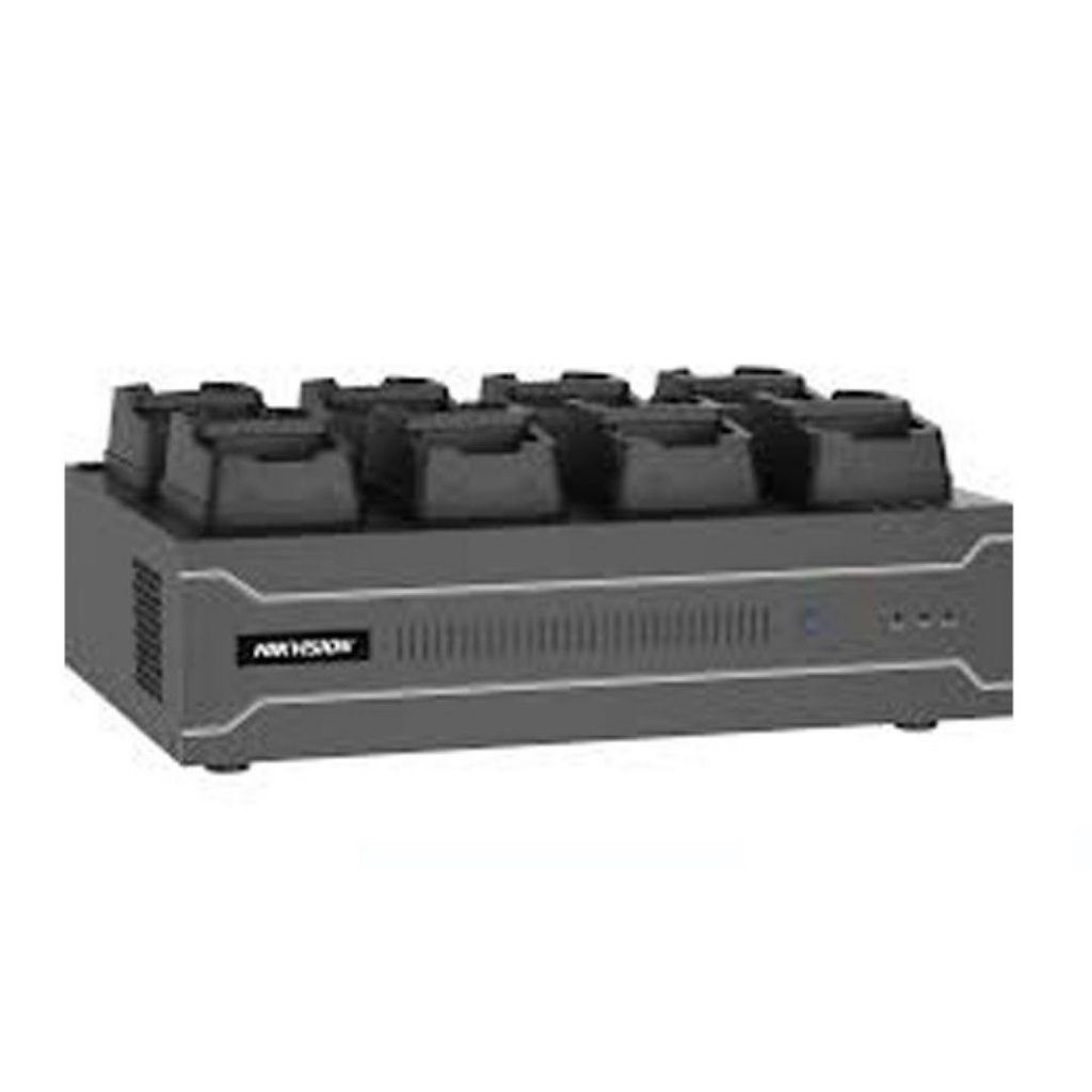 DOCK STATION HIKVISION, HASTA 8 PUESTOS DE BODYCAM, SOPORTA 4 DISCOS DE HASTA 8TB CADA UNO.