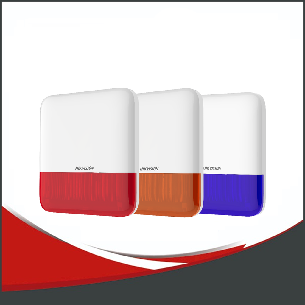 [SEGC-DS-PS1-E-WB] SIRENA EXTERIOR HIKVISION INALAMBRICA AXPRO, VOLUMEN AJUSTABLE, IP65. PILAS CR123 X 4. 110 DB, TAMP