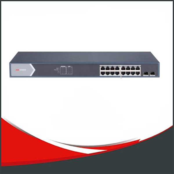 SWITCH HIKVISION ADMINISTRABLE, 16 PUERTOS POE GIGABIT, 2 GIGABIT SFP, SOPORTA VLAN.