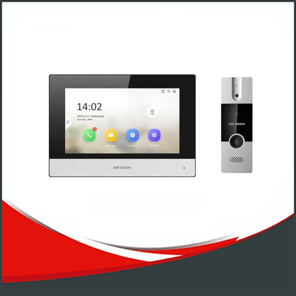 [SEGC-DS-KIS302-P] KIT VIDEO PORTERO Y PANTALLA HIKVISION HIBRIDO CON PANTALLA WIFI, POE, 2 MP. PANTALLA TACTIL DE 7"