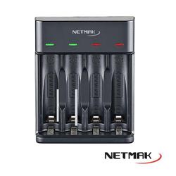 [EIK-NM-CH4] NETMAK CARGADOR RAPIDO USB P/4 PILAS AA/AAA NM-CH4