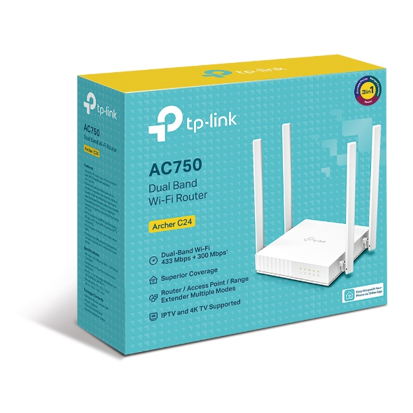 TP-LINK WIFI ROUTER ARCHER C24 AC750 / DUAL BAND / TL-ARCHERC24