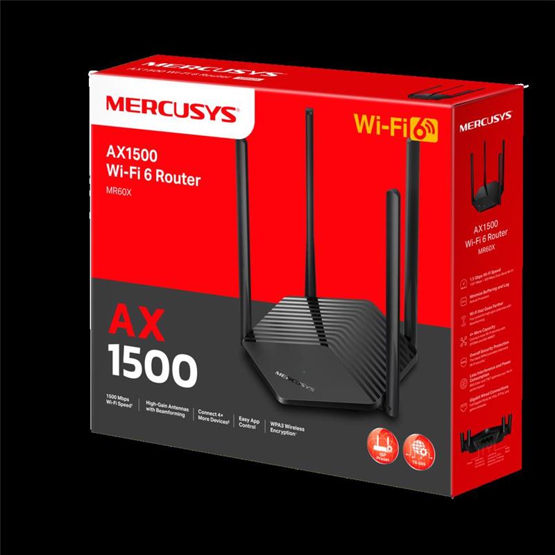 MERCUSYS WIFI ROUTER MR60X AX1500 /4 ANTENAS /DOBLE BANDA