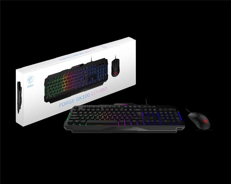 COMBO GAMING TECLADO + MOUSE MSI FORGE GK100/ USB/ RGB/ NEGRO
