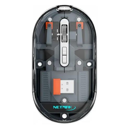 NETMAK MOUSE INALAMBRICO 2.4GHZ/BT TRANSLUCIDO NEGRO NM-M670