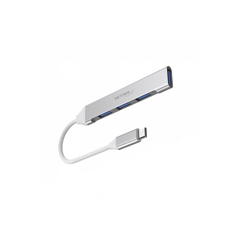 NETMAK HUB USB TIPO C A 3 PUERTOS USB 2.0 + 1 USB 3.0