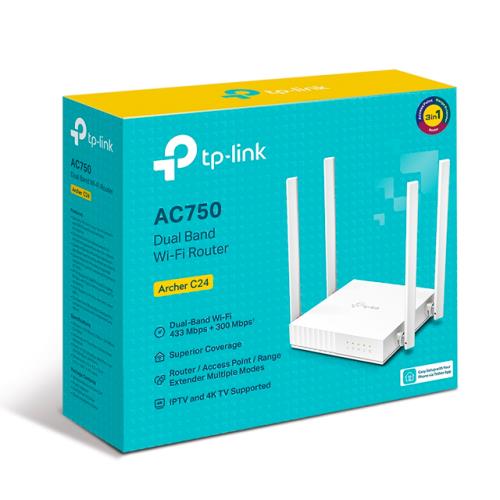 TP-LINK ROUTER TP-LINK WIRELESS ARCHER C24 AC750 DUAL BAND 4 ANT.