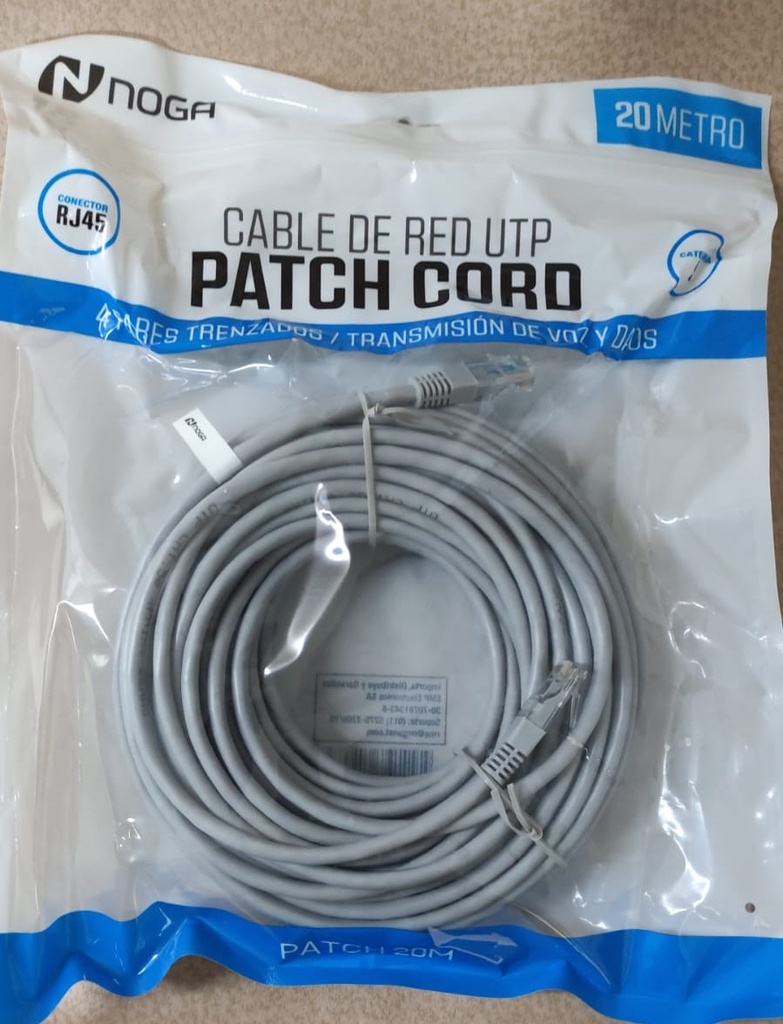 NOGA NET PATCH CORD ENHANCED  CAT 5 - 20 MTS
