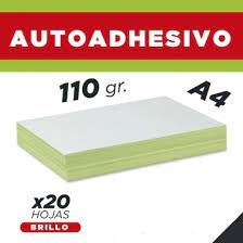 GENERICA RESMA A4 AUTOADHESIVO MATE 20 HOJAS (210 x 297 mm.)  110 GRS