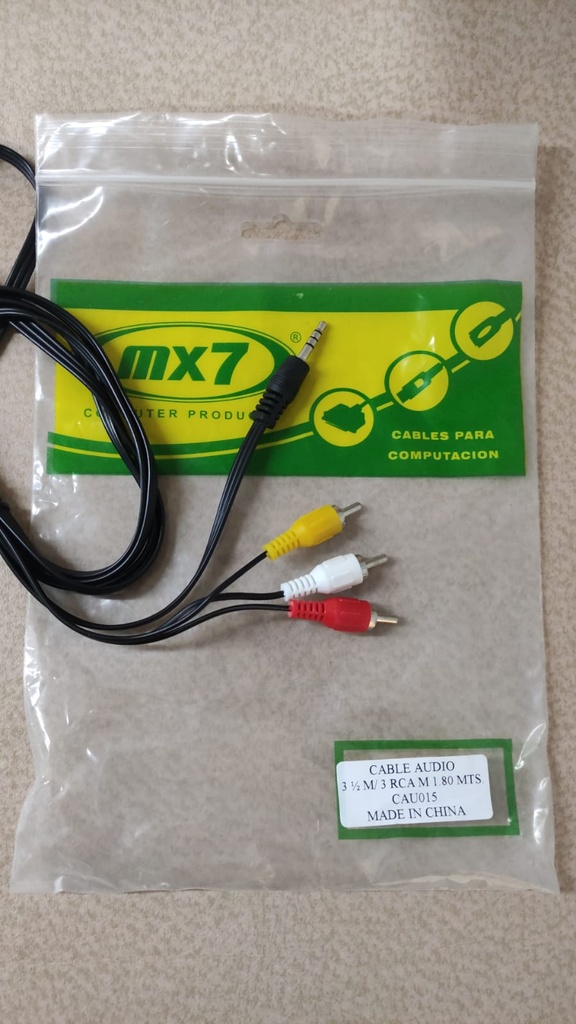 SHURE CABLE AUDIO 3.5 PLUG A 3 RCA MACHO - 1.80MTS CAU015
