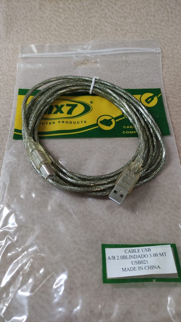 MX7 CABLE USB 2.0  3 MTS - MX7 - USB021 - BLINDADO + FILTRO