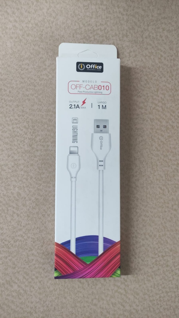OFFICE CABLE USB 2.0 A LIGHTNING (IPHONE) 1.00MT - OFFICE - 2.1A