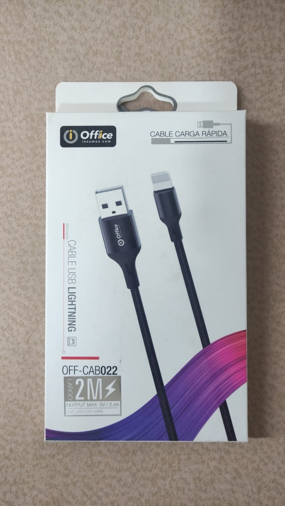 OFFICE CABLE USB 2.0 A LIGHTNING (IPHONE) 2.00MT - OFFICE - 2.4A