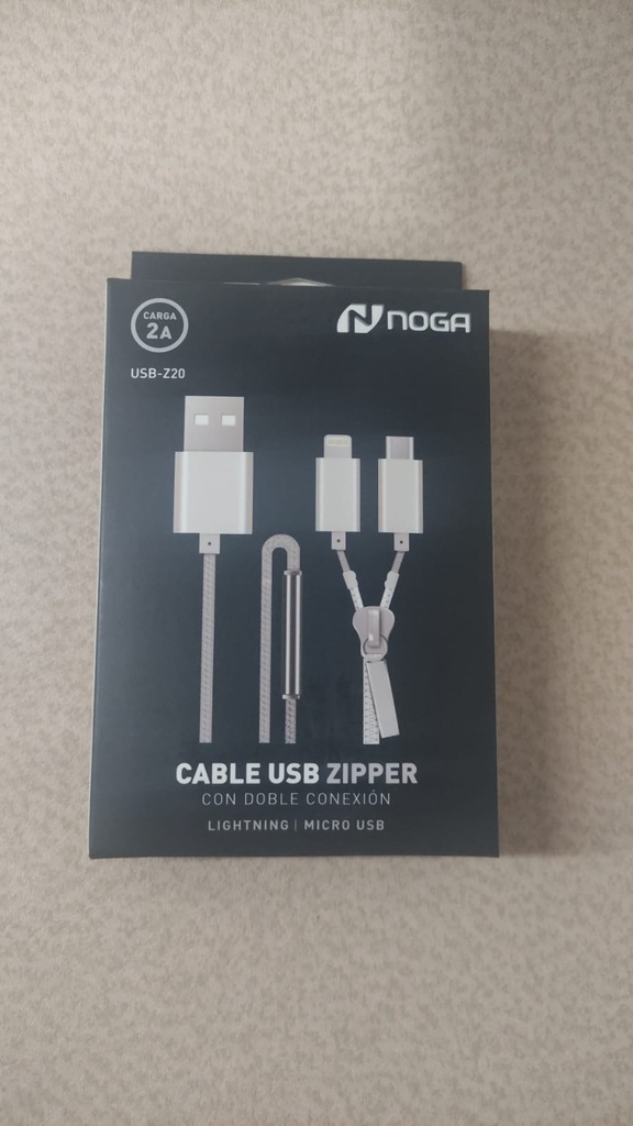 NOGA NET CABLE USB A MICRO USB Y LIGHTING Z20 TIPO CIERRE- 80 CM - NOGA - CABLE TELA