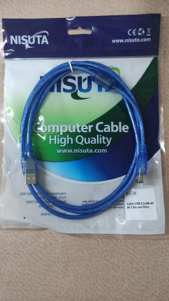 NISUTA CABLE USB EXTENSION (M) - (H) 1.8 MTS NISUTA - NS-CALU2R