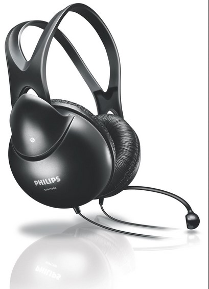 PHILIPS AURICULAR PHILIPS SHM-1900 C/MICROFONO 2 PLUG + ADAP. A 1 PLUG - PC/PLAY