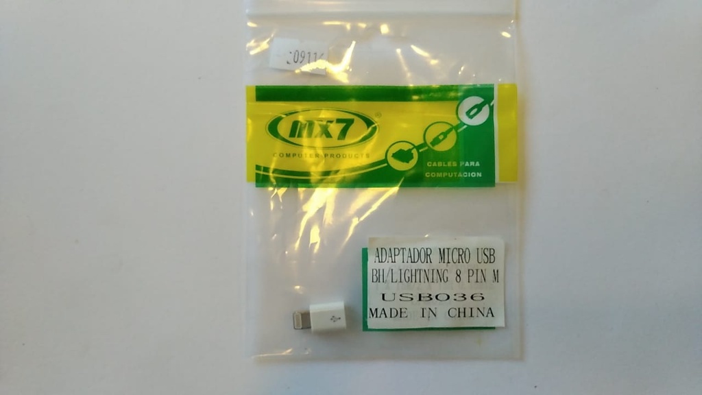 MX7 ADAPTADOR MICRO USB (H) A LIGHTINING (M) IPHONE 5/6/7 - MX7 - USB036