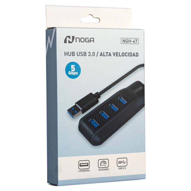 NOGA NET HUB USB 3.0 ALTA VELOCIDAD - 4 PUERTOS  - NGH-47 - NOGANET