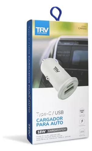 TRV CARGADOR AUTO TRV TYPE-C/USB 18W CAR102
