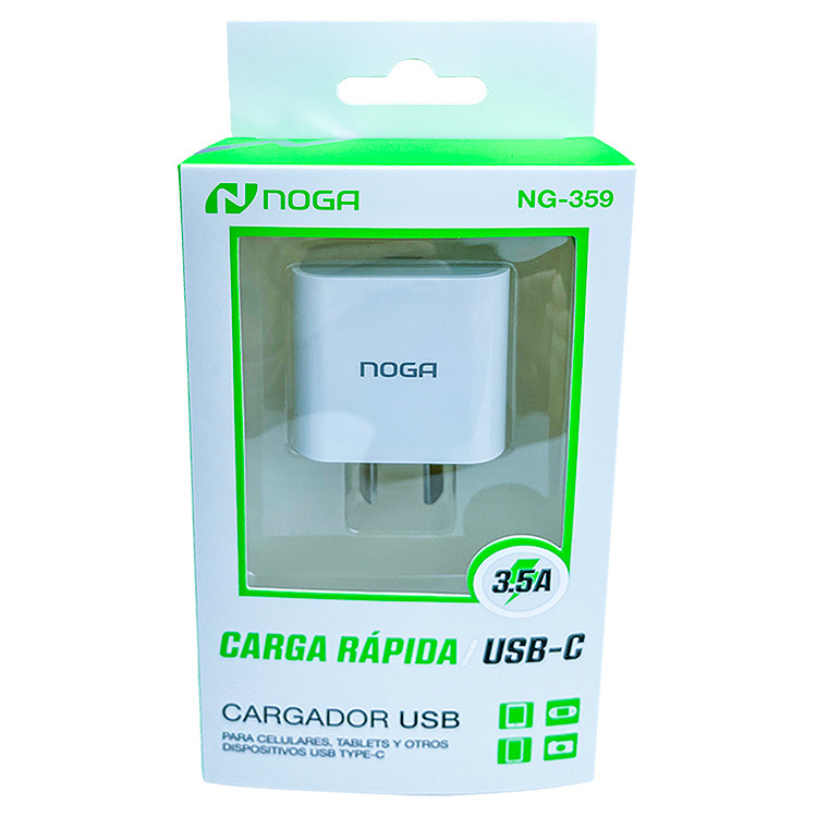 NOGA NET CARGADOR NOGANET CEL USB TYPE C  3AMP 20W-  NGA-359 S/CABLE - BLANCO