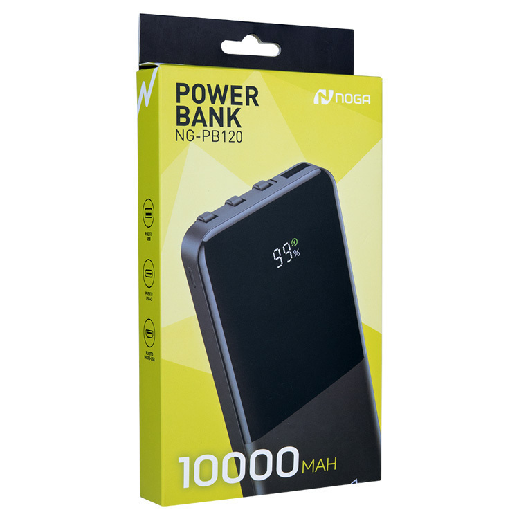 NOGA NET CARGADOR PORTABLE POWER BANK NOGANET 10000MAH NG-PB120 TYPE C / MICRO USB / IPHONE (LIGHTNING)