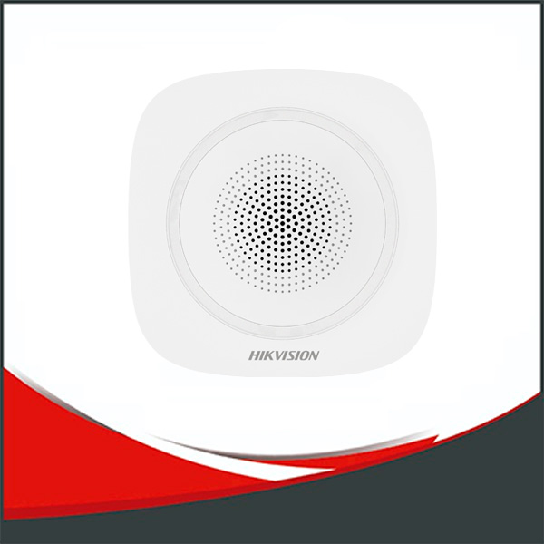 SIRENA INTERIOR HIKVISION INALAMBRICA,LUZ AZUL,VOLUMEN AJUSTABLE,TAMPER, IP65,PILAS CR123 X 3,110 DB