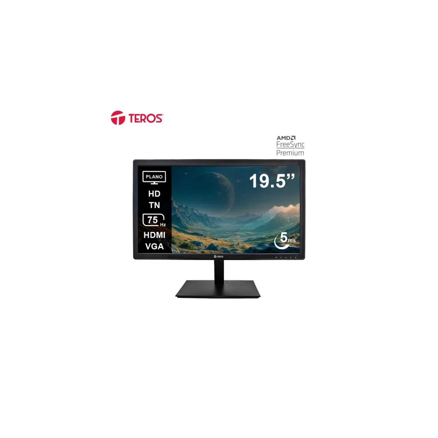Monitor Teros TE-1916S 19.5 Plano TN HD  (1600x900) 75Hz 5ms Ficha USA