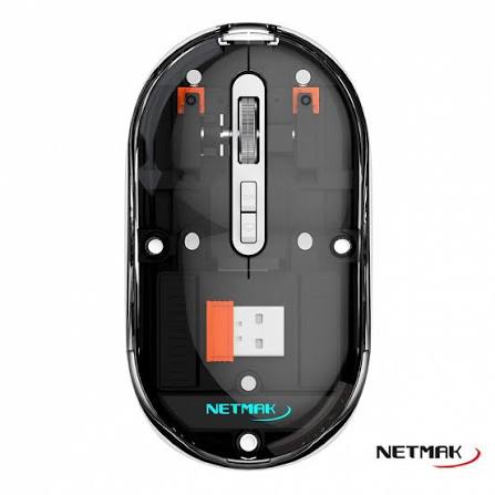 NETMAK MOUSE INALAMBRICO 2.4GHZ/BT TRANSLUCIDO GRIS NM-M670