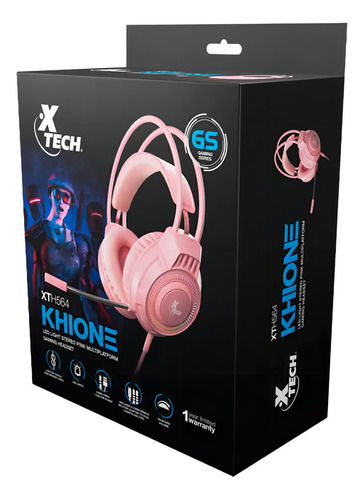 AURICULAR + MIC X-TECH KHI GAMER USB ROSA
