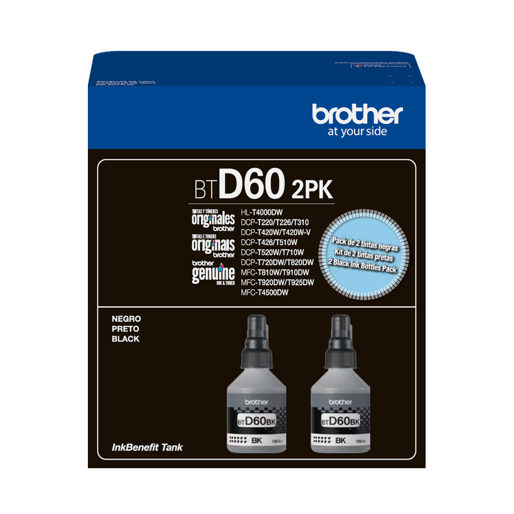 BOTELLA BROTHER BTD-60BK PACK X 2U 6,500PAG NEGRO
