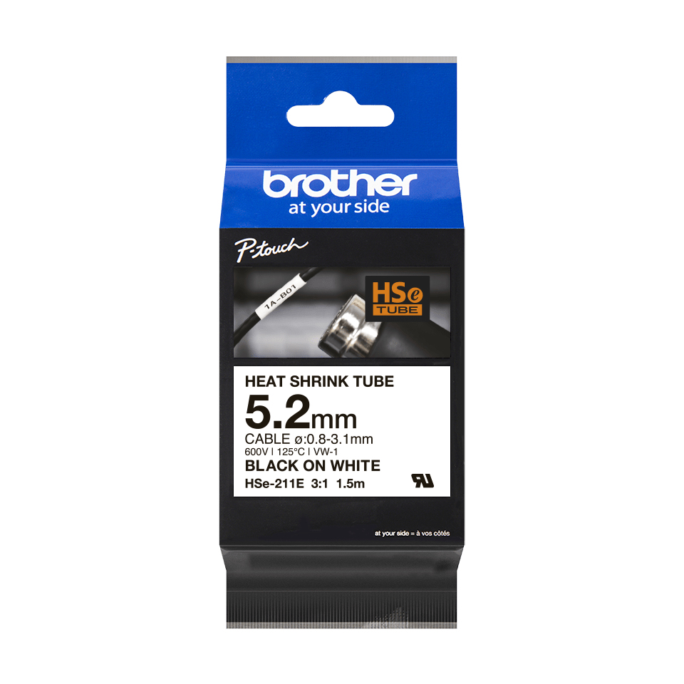 CINTA P/ROTU TERMOC BROTHER 5.2MM BLANCO/NEGRO