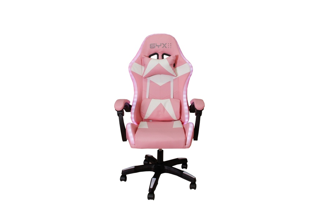 SILLA GAMER SYX GC-S02 PK WH ROSA BLANCO RGB