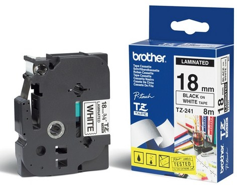 CINTA P/ROTU BROTHER TZE241 18MM NEGRO/BLANCO