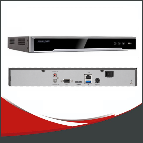 NVR HIKVISION 16CH IP. 4MP, RESULUCIÓN MAXIMA 8MP. 2 HDD HASTA 8TB, IB 160MBPS OB 160MBPS