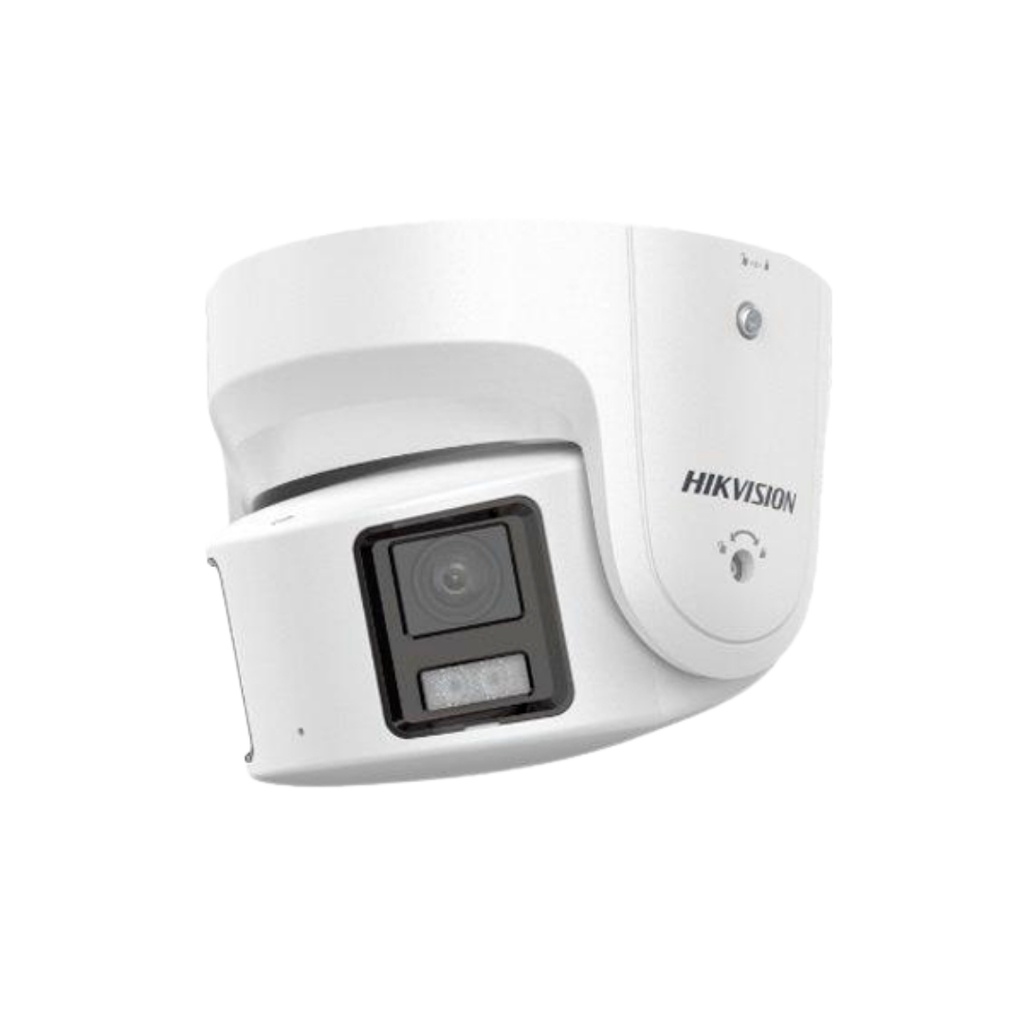CAMARA IP PANORAMICA TURRET 8MP, LENTE 4,COLORVU,IP67,LUZ 30M,SD 512GB, ESTROBO Y ALARM AUDIBLE, POE