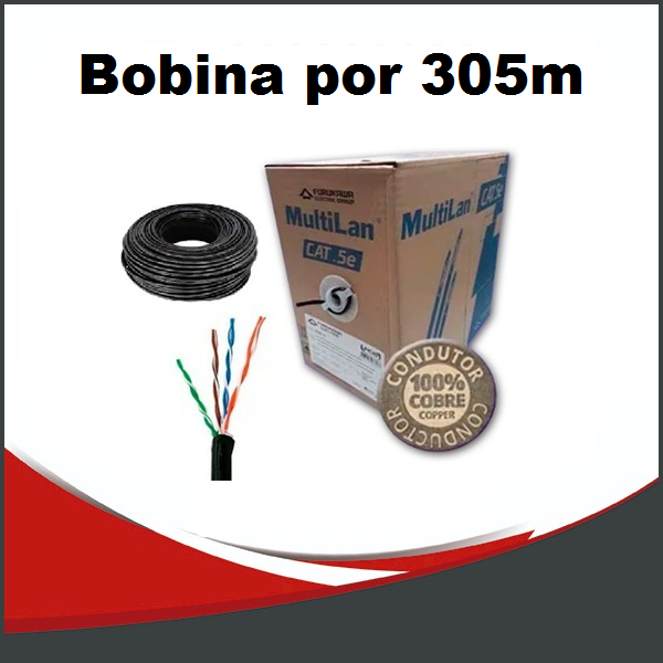 CABLE UTP FURUKAWA EXTERIOR CAT5 NEGRO BOBINA 305 MTS
