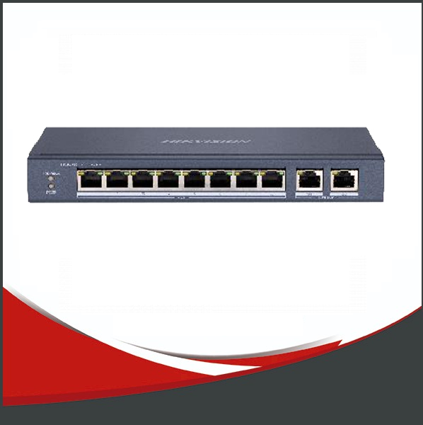 SWITCH POE HIKVISION 8 A 10/100MBPS, 2 PUERTOS GIGABIT RJ45.FAST ETHERNET. CCTV HASTA 300M,