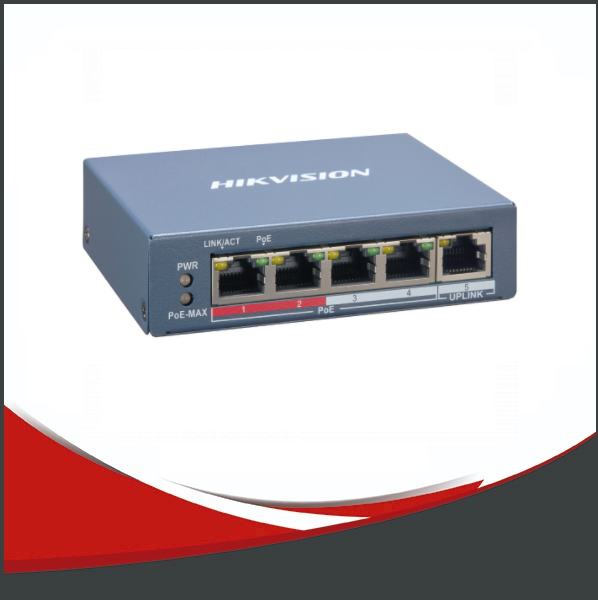 SWITCH HIKVISION ADMINISTRABLE, 4 PUERTOS POE 100MB, 1 PUERTO DE 100MB, MANEJO DE VLAN.
