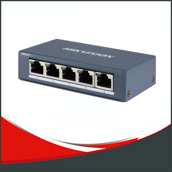 SWITCH HIKVISION GIGABIT, NO ADMIN. 5 PUERTOS x 1000MB ETHERNET
