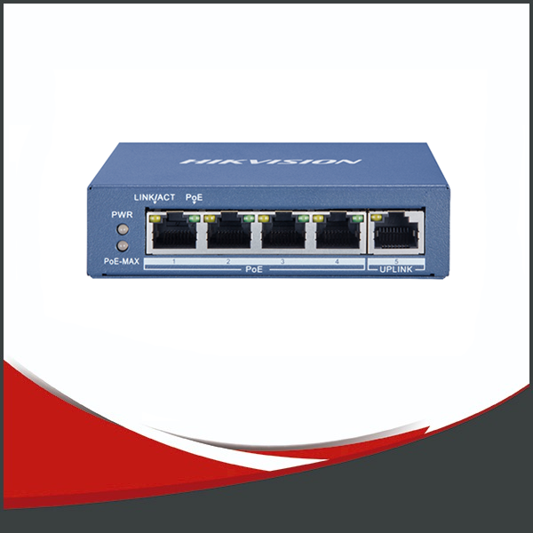 SWITCH POE HIKVISION GIGABIT 4+1, NO ADMINISTRABLE.