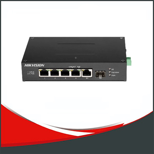 SWITCH HIKVISION INDUSTRIAL GIGABIT, NO ADMINISTRABLE, 6 PUERTOS POE, 2 Hi POE, 2 SFP.
