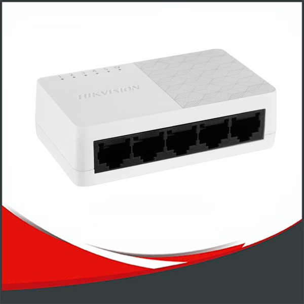 SWITCH PLASTICO HIKVISION DE 5 PUERTOS GIGABIT, DISEÑO SIMPLE Y COMPACTO.