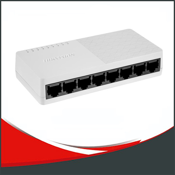 SWITCH PLASTICO HIKVISION DE 8 PUERTOS GIGABIT, DISEÑO SIMPLE Y COMPACTO.