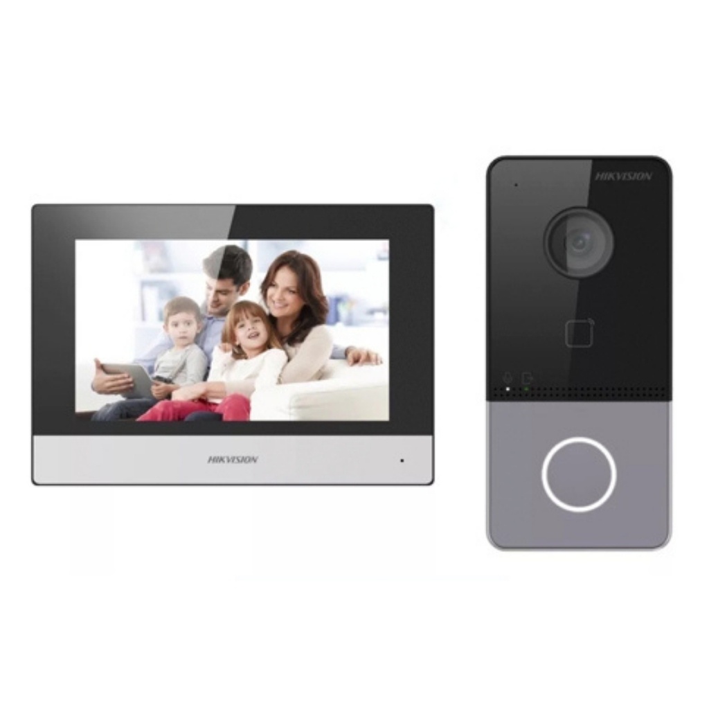 Video portero y Pantalla Hikvision IP alimentado por POE estándar. Cámara Full HD de 2 mp. Pantalla táctil colorida de 7