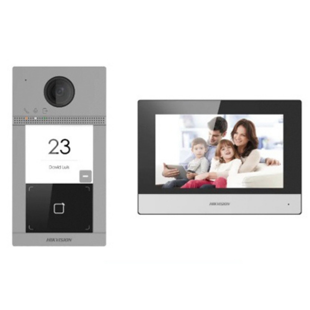 Video portero y Pantalla Hikvision IP alimentado por POE estándar. Cámara Full HD de 2 mp. Pantalla táctil colorida de 7