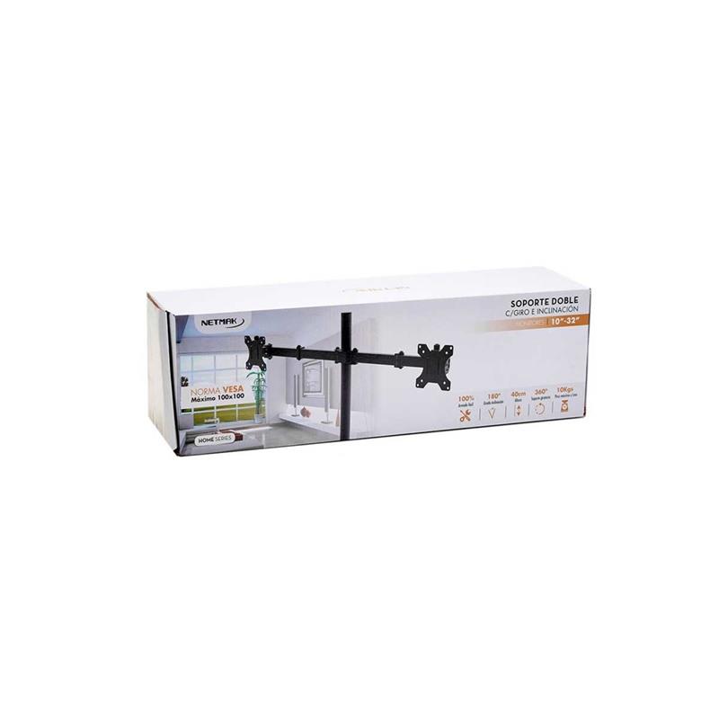 NETMAK SOPORTE DOBLE MONITOR 10"-32" DOS BRAZOS ARTICULADOS NM-ST18