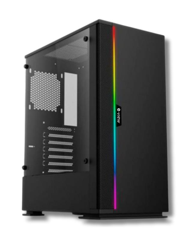 GABINETE GAMING E-VIEW KIT-K1 RGB ATX-650W 80+ (TEC+MOU/COOLER/VIDRIO)