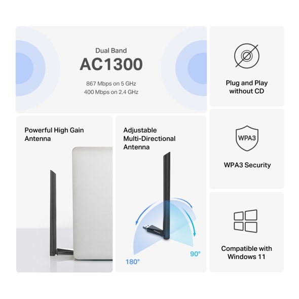 MERCUSYS WIFI USB AC1300 PLUS MA30H