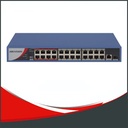 SWITCH POE HIKVISION 26 + 1 GIGABIT, 1 PUERTO GIGABIT DE FIBRA OPTICA, HASTA 100M POR PUERTO.